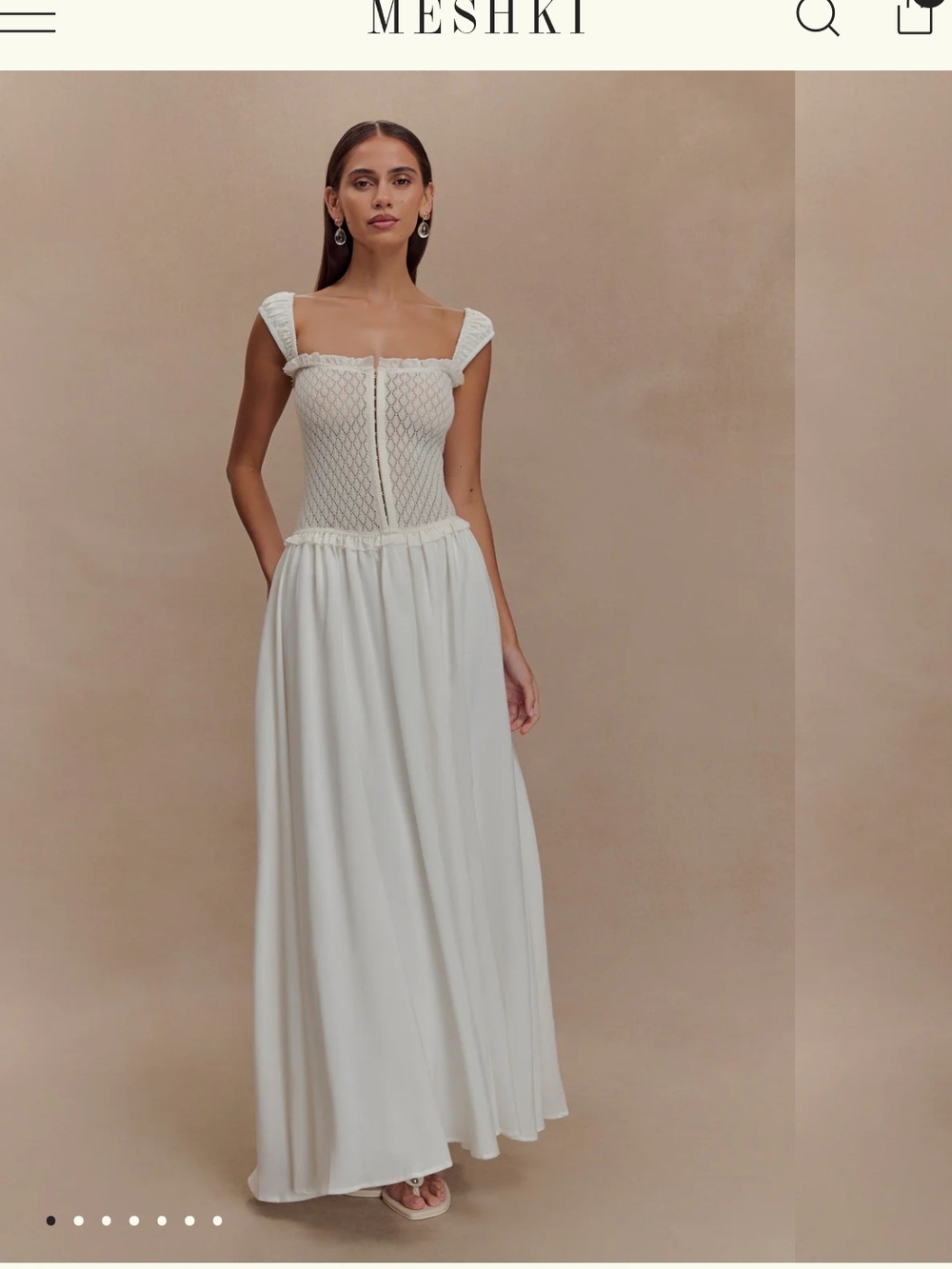 Meshki Ivory Smocked Corset Maxi Dress - Picture 1 of 1